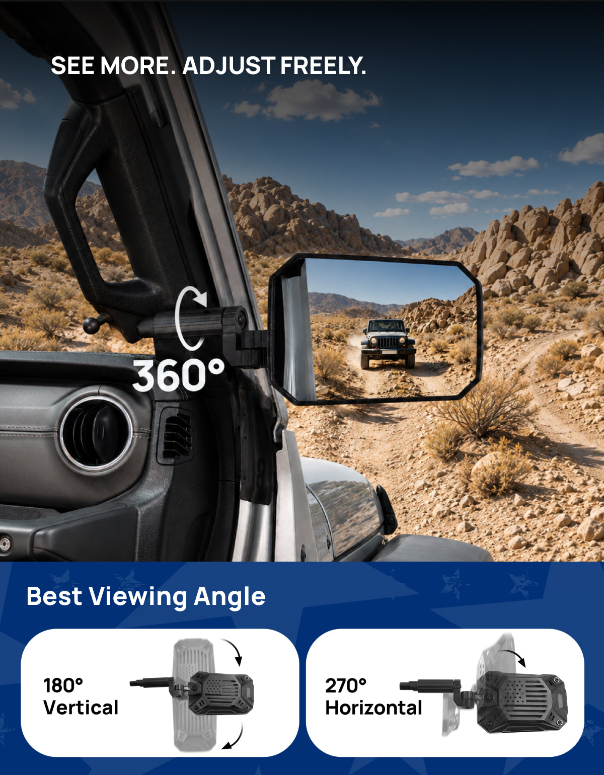 Doors Off Mirrors Fit for Wrangler JL/JLU 2018-23 & Gladiator JT 2020-23