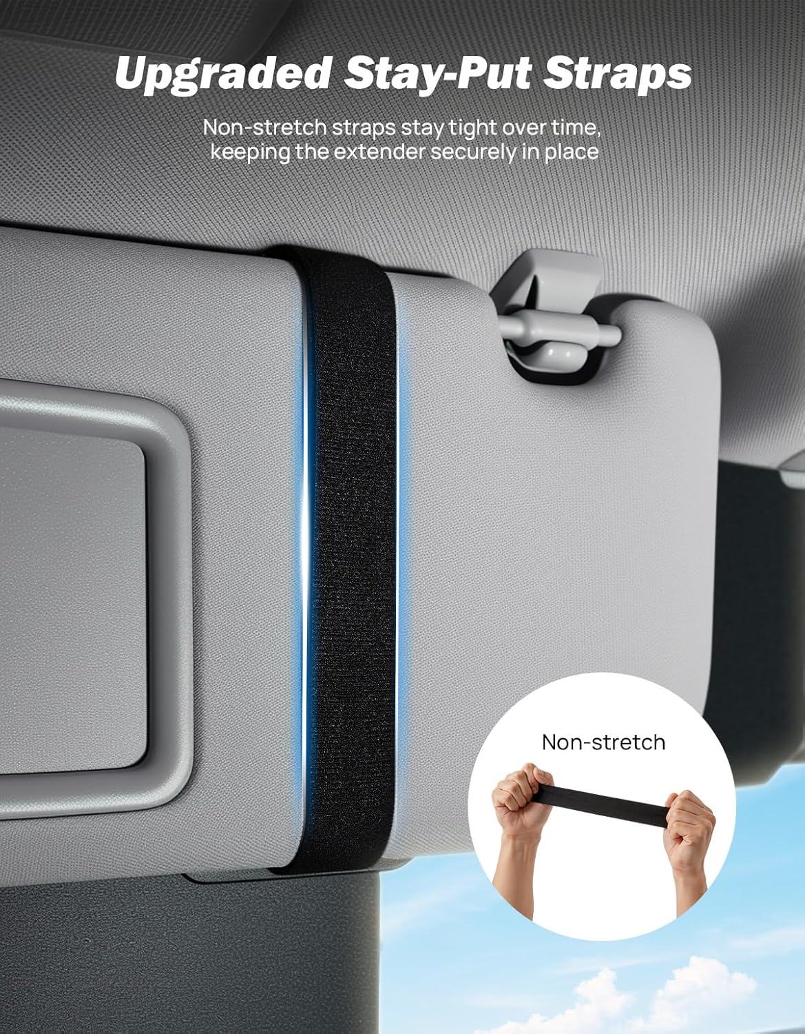 JOYTUTUS Car Sun Visor Extender, Adjustable Sun Visor Extension for Cars, Protects from Anti-Glare, UV Rays Sun Blocker Car Sun Visor Attachment