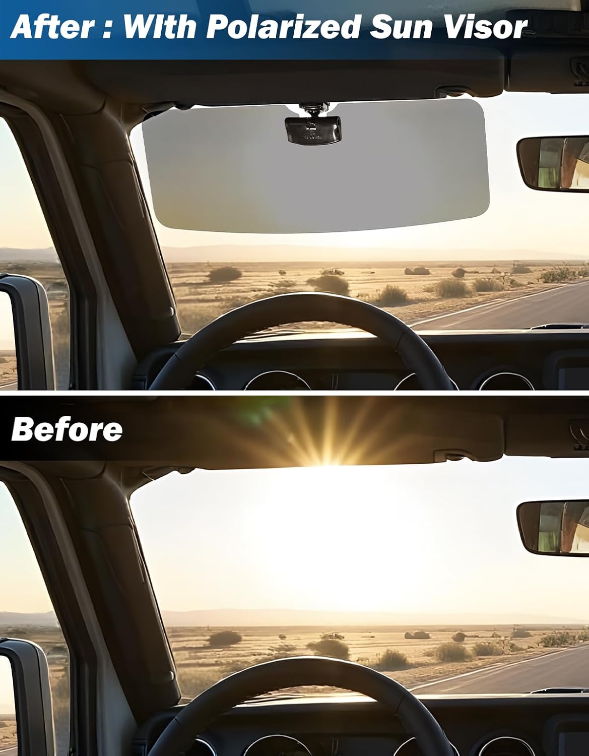 Polarized Sun Visor Extender for Wrangler JL/JT 2018–2026, UV400