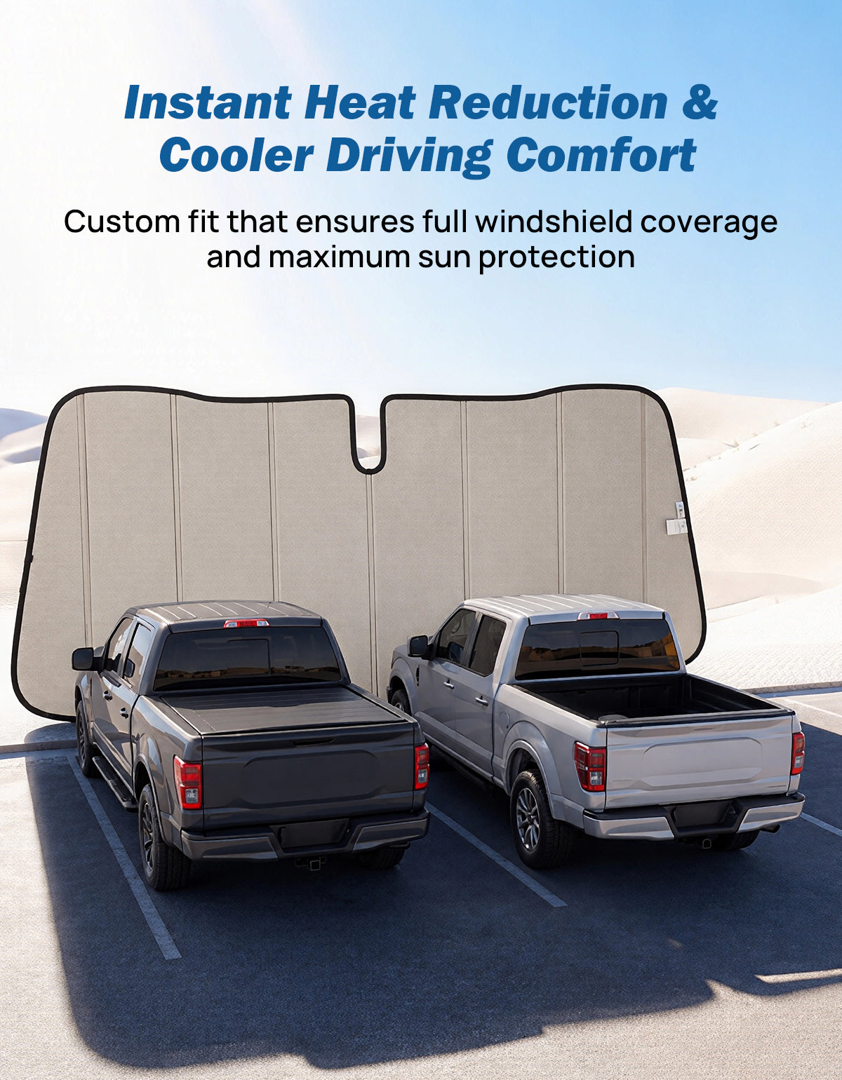 Custom Fit Rigid KT Board Windshield Sun Shade for Ford F-150, F-250 & F-350 (2015–2026)