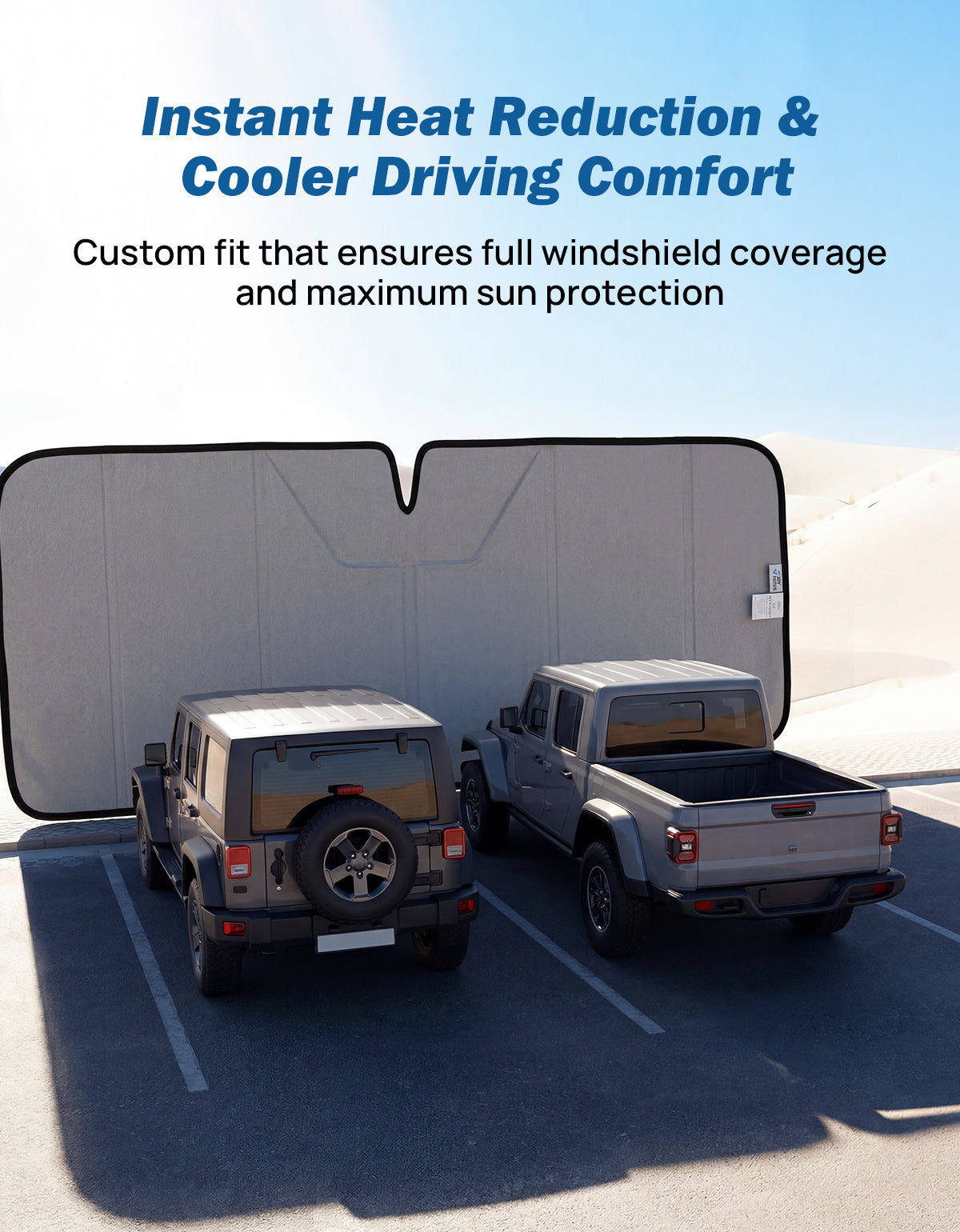 Custom Fit Windshield Sun Shade for Jeep Wrangler JK/JL (2007–2026) & Gladiator JT (2020–2026)