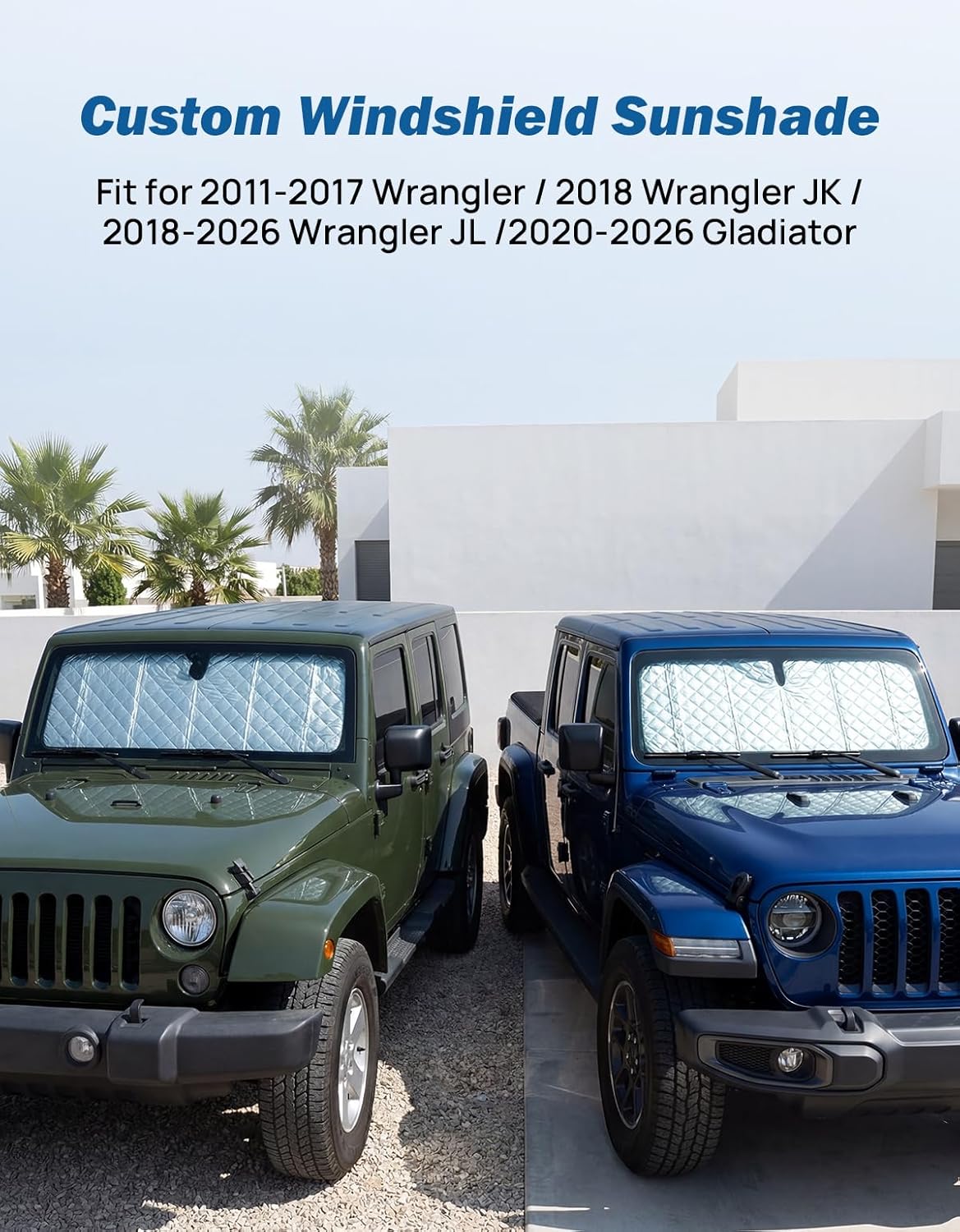 Custom Fit Windshield Sun Shade for Jeep Wrangler JK/JL (2007–2026) & Gladiator JT (2020–2026)
