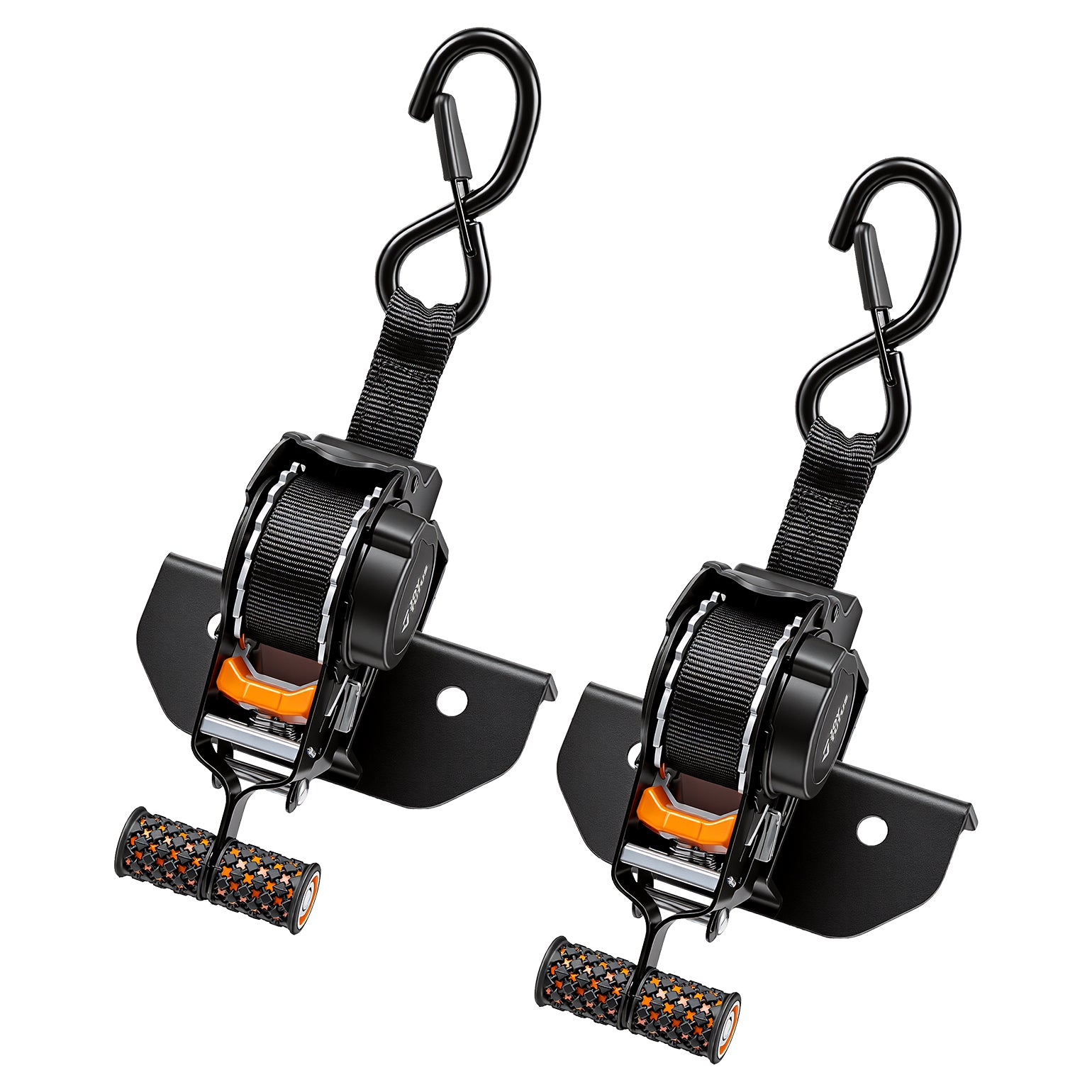 2-Pack 10 ft Retractable Ratchet Straps for 1.4" Square Tube Racks, 1500 lb Break Strength Auto Tie-Downs
