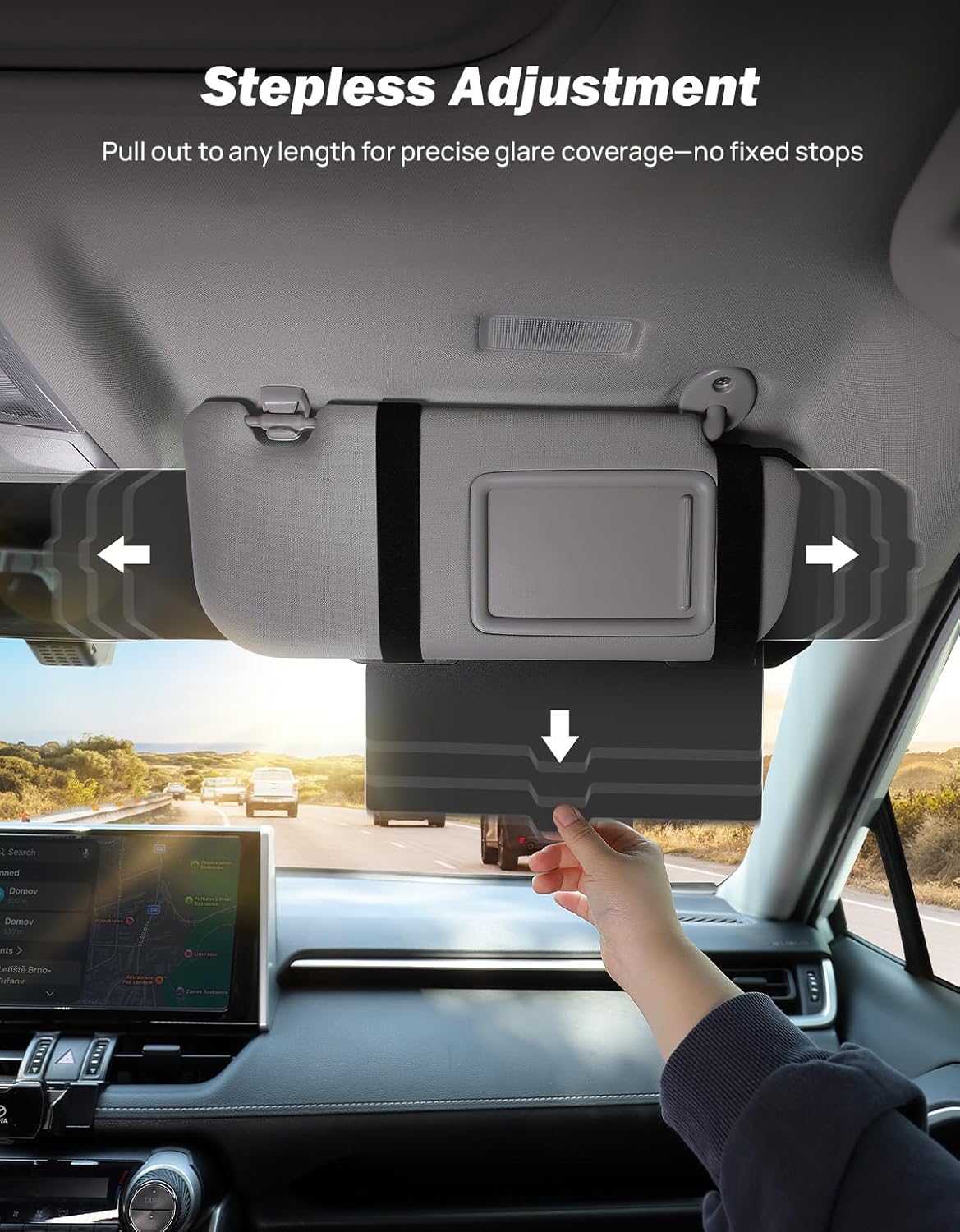 JOYTUTUS Car Sun Visor Extender, Adjustable Sun Visor Extension for Cars, Protects from Anti-Glare, UV Rays Sun Blocker Car Sun Visor Attachment