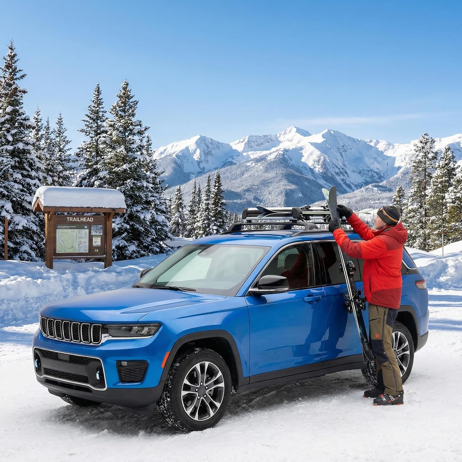 JOYTUTUS Lockable Roof Rack Cross Bars Compatible with Jeep Grand Cherokee 2022-2025