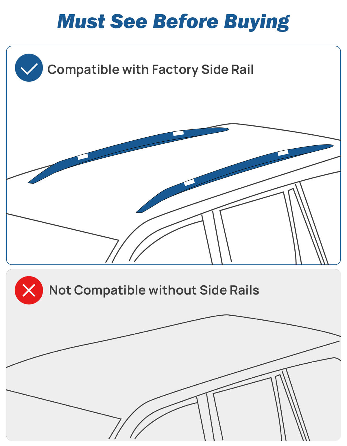 Lockable Roof Rack Cross Bars for RAV4 2019–2025 w/ Side Rails