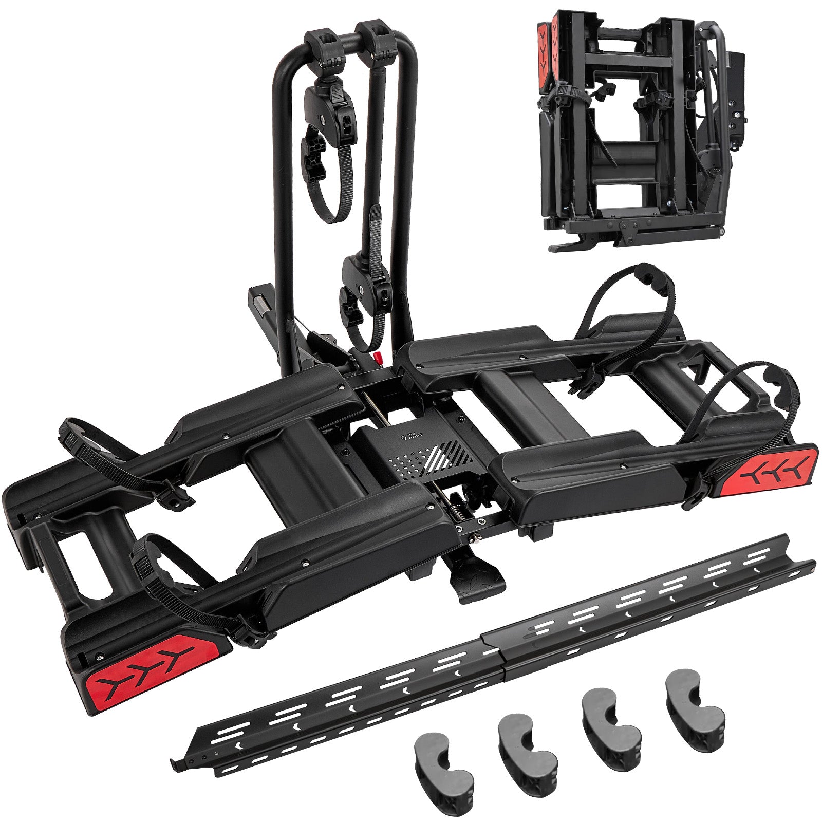 Hitch E-Bike Rack with Ramp for 2 E-Bikes, Built-in Wheels