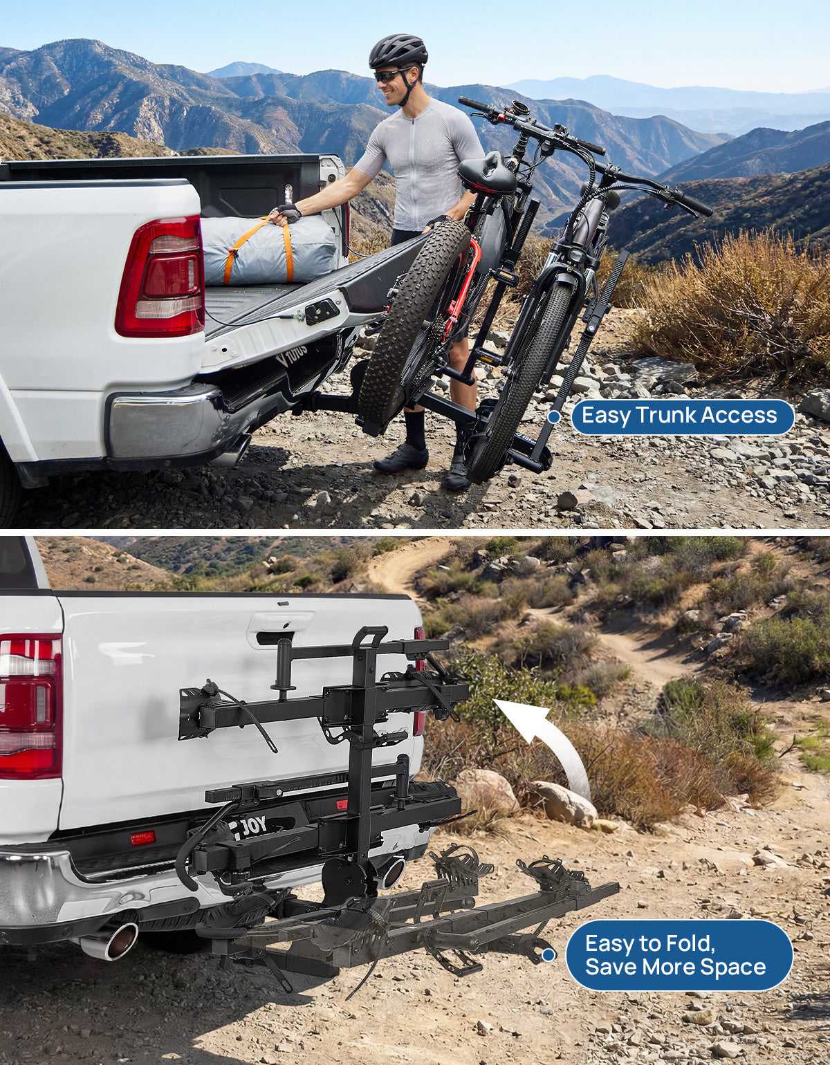 Heavy Duty 2-Bike Hitch E-Bike Rack with Ramp – 180 lbs Capacity for 2" Receiver