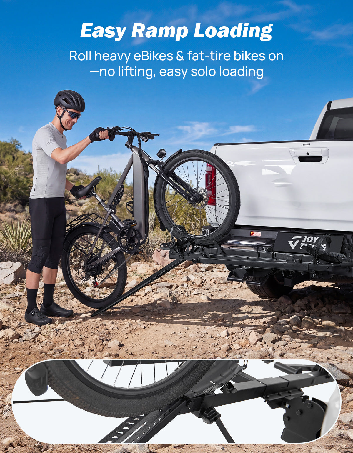 Heavy Duty 2-Bike Hitch E-Bike Rack with Ramp – 180 lbs Capacity for 2" Receiver