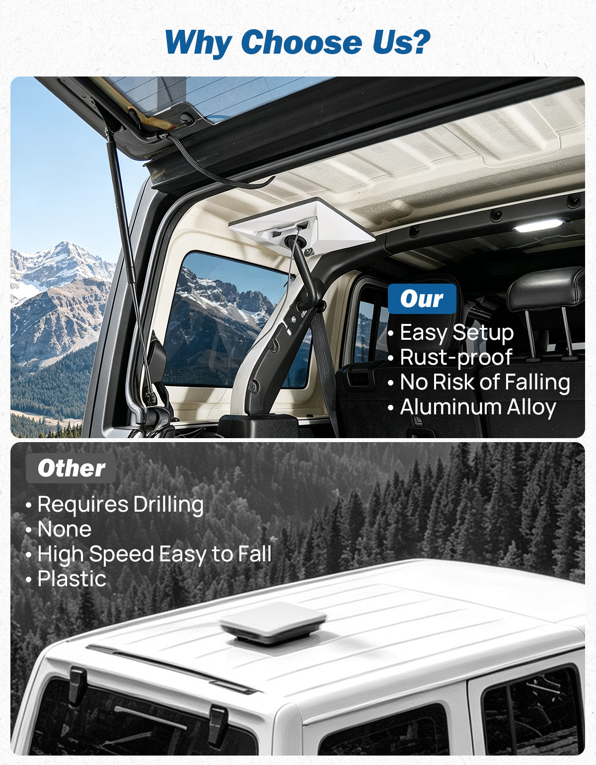 Starlink Mini Interior Mount for Jeep Wrangler JLU 4-Door (2018–2026) Hard Top