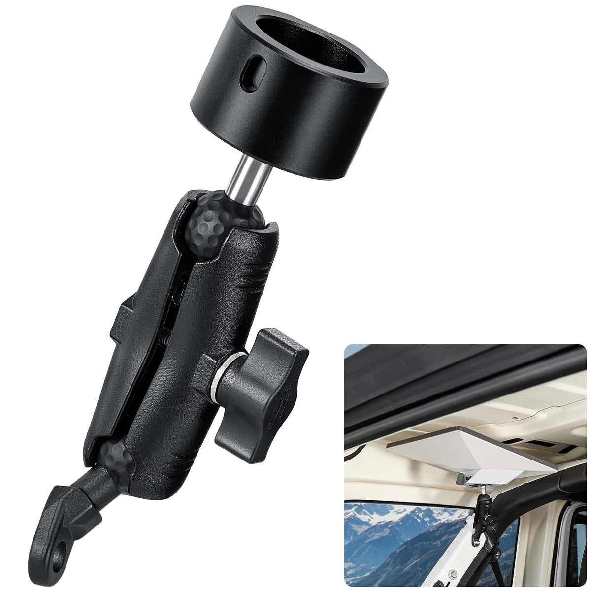 Adjustable Dual-Ball Starlink Mini Interior Mount for Wrangler JKU/JLU 4-Door Hardtop