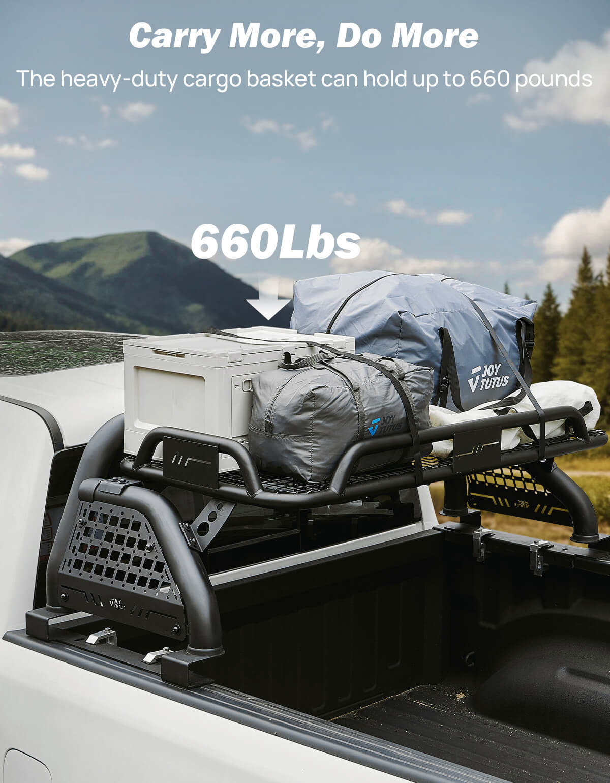 Roll Bar with Cargo Basket & MOLLE Panels for Full-Size Trucks
