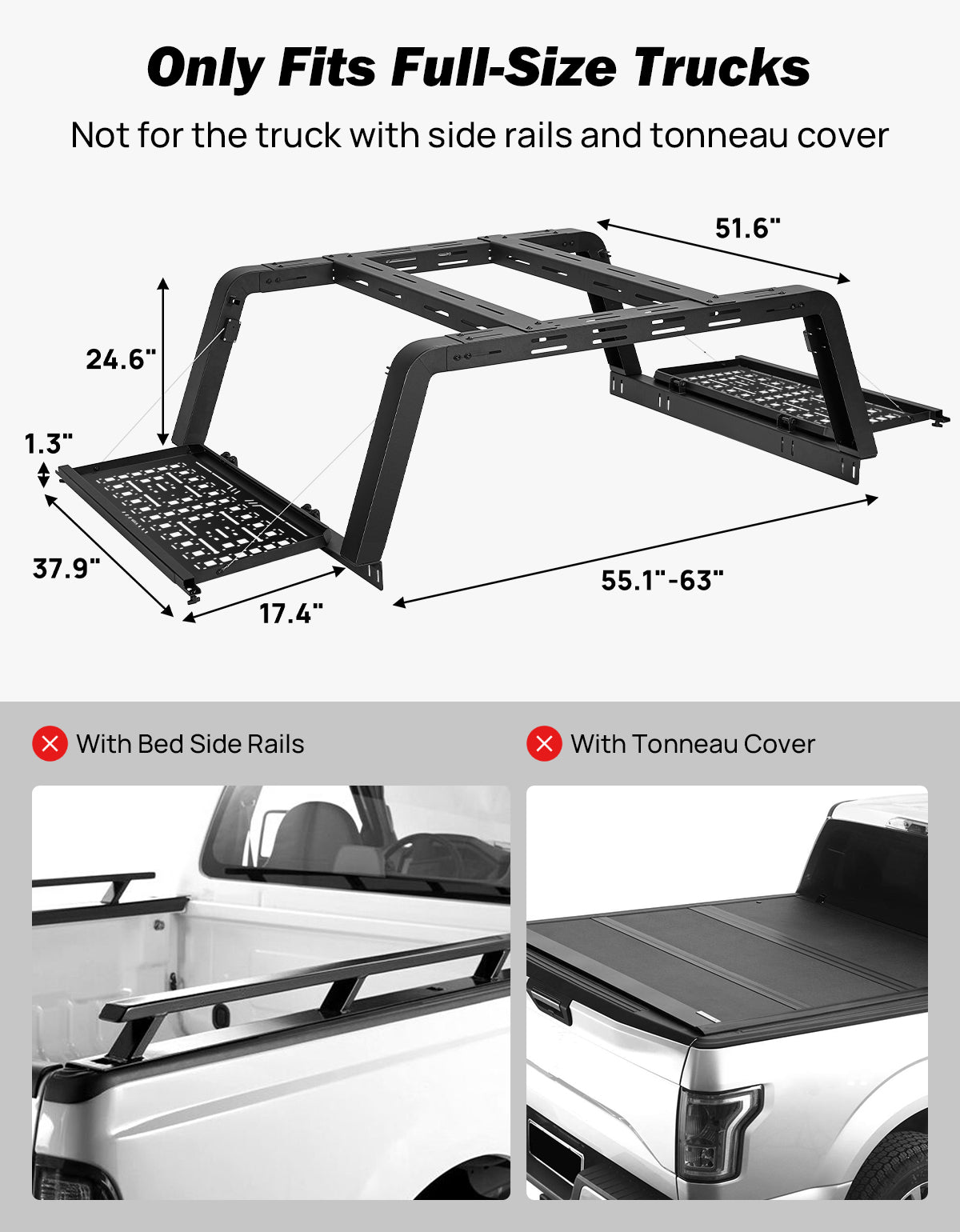 Tactical Fold-Down Truck Bed Rack | MOLLE Overland Rack for Full-Size Trucks