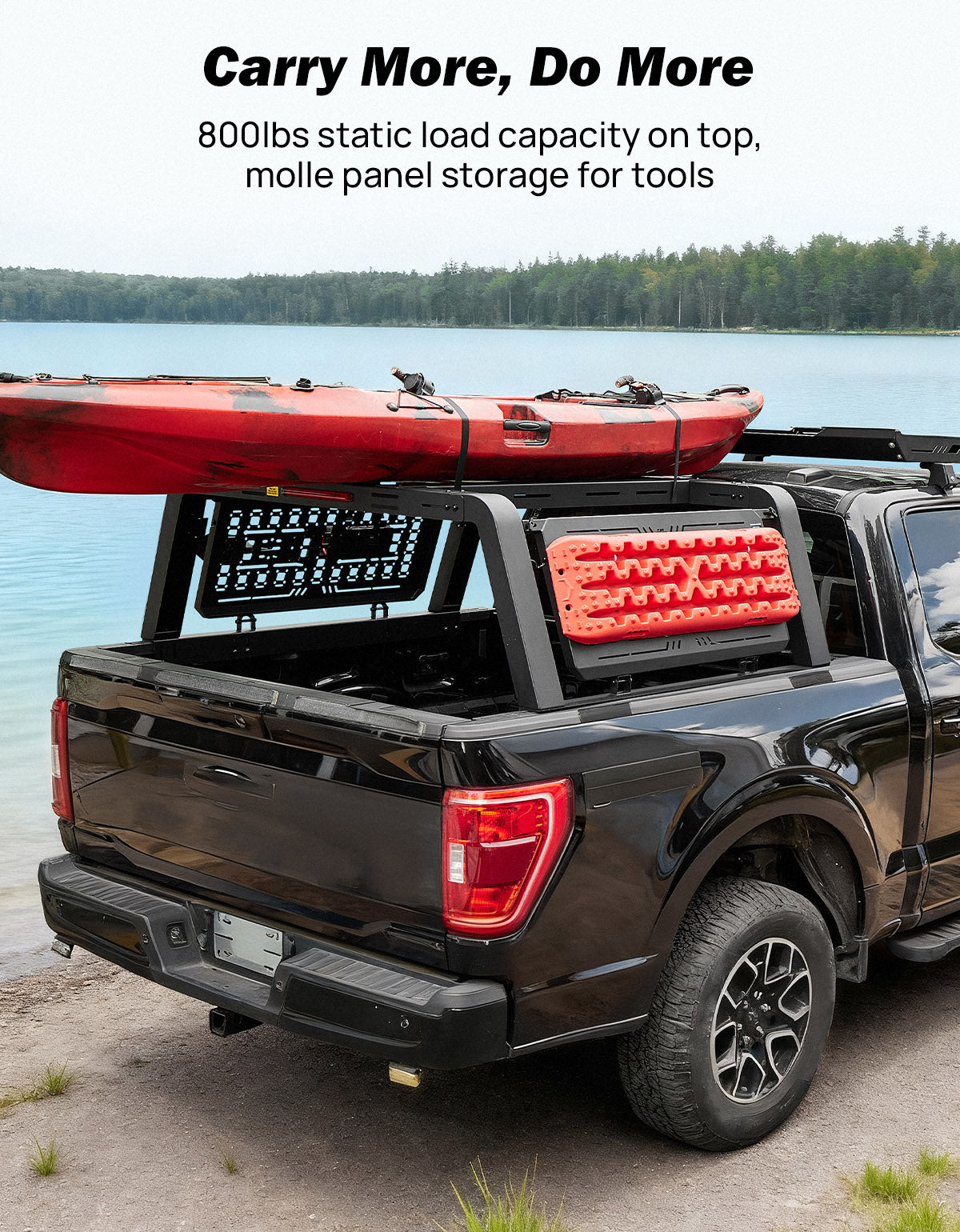 Tactical Fold-Down Truck Bed Rack | MOLLE Overland Rack for Full-Size Trucks