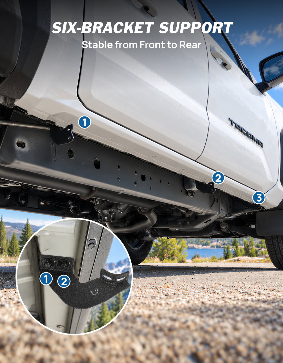 Bolt-on design, so no drill to your Tacoma trucks