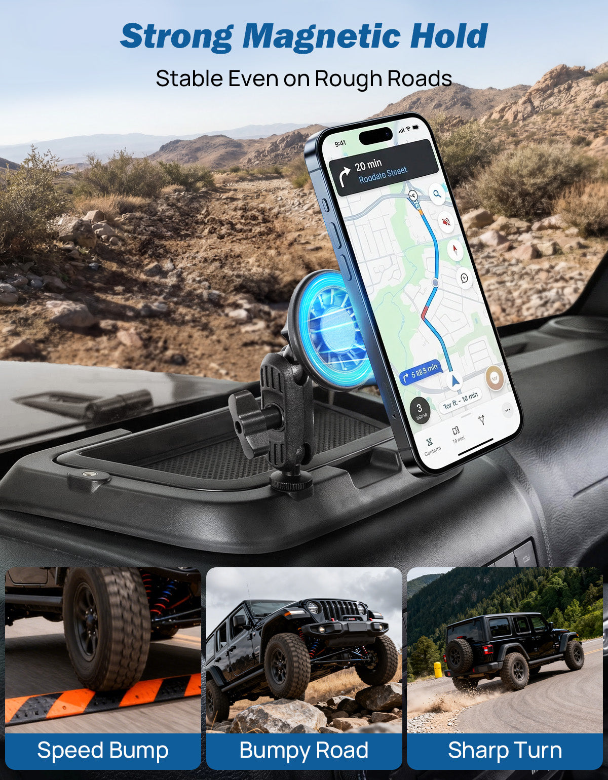 Magnetic Phone Mount & Dash Storage Tray for 2011–2018 Jeep Wrangler JK/JKU