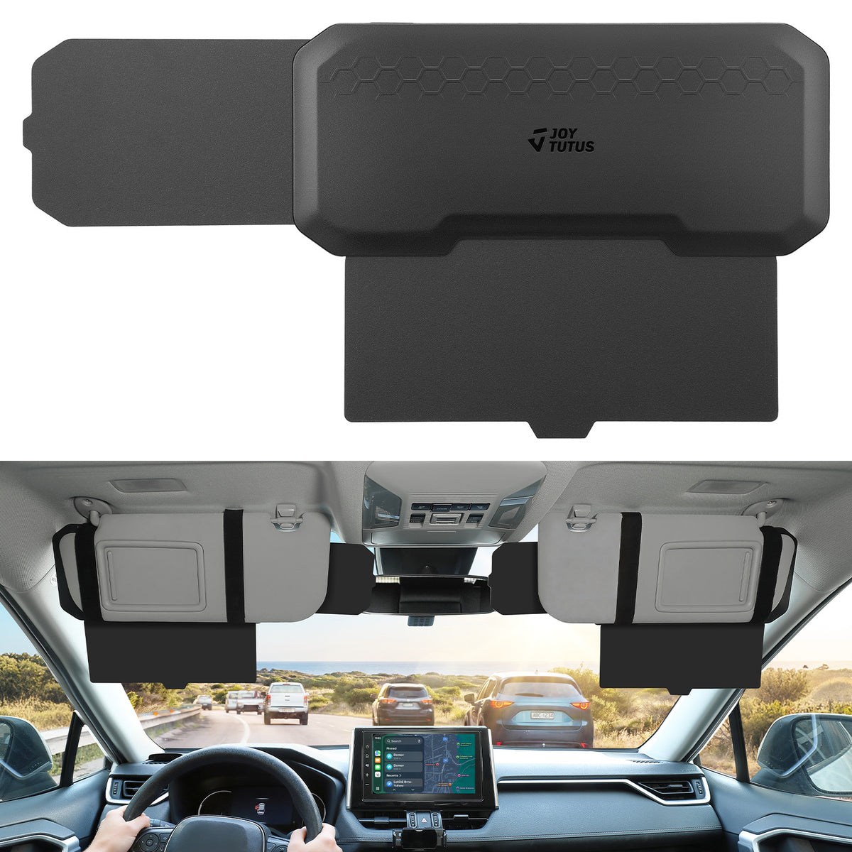 Adjustable Car Sun Visor Extender – 3-Way Anti-Glare Sun Blocker, Black
