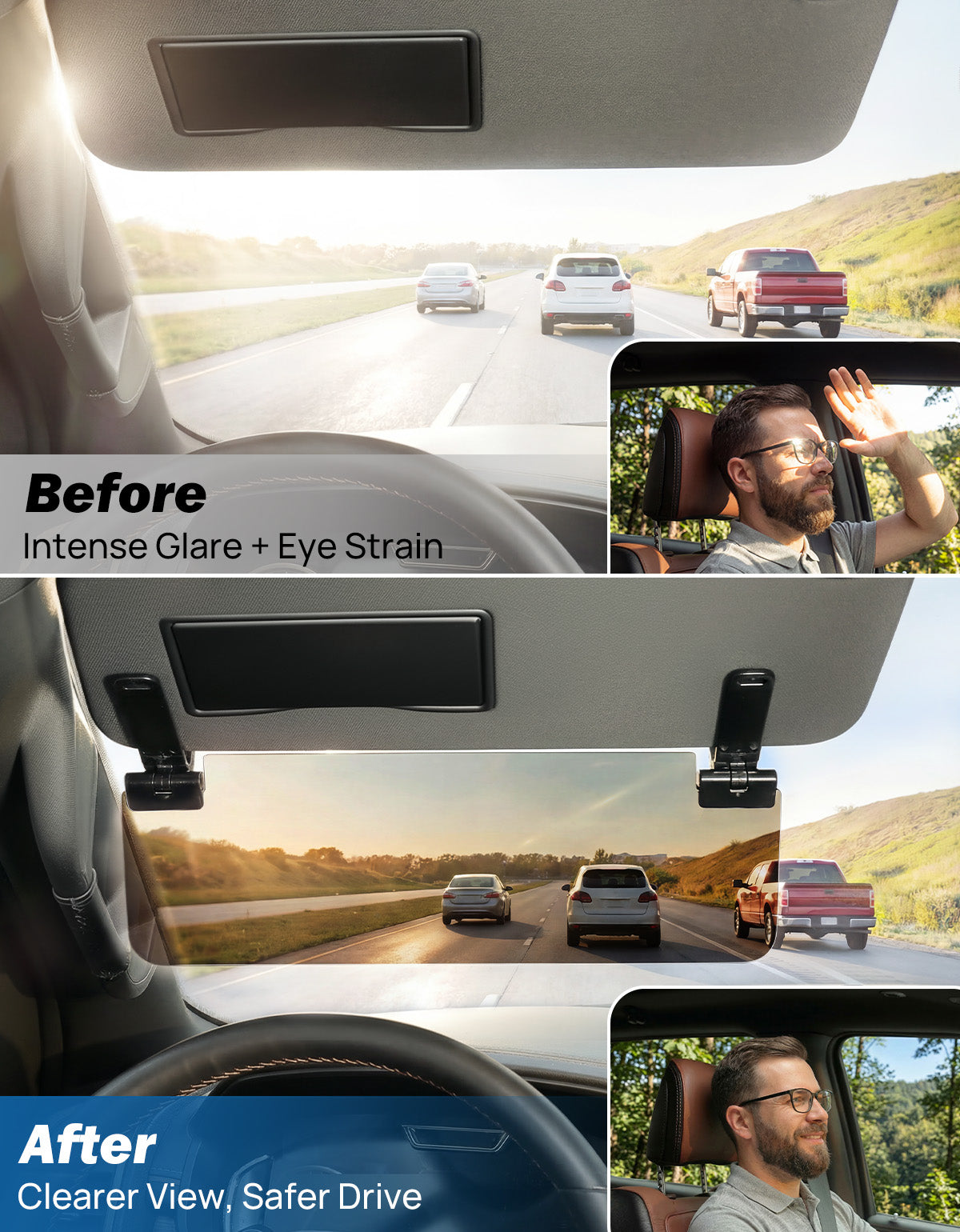 Polarized Sun Visor Extender for Cars – UV400 Anti-Glare