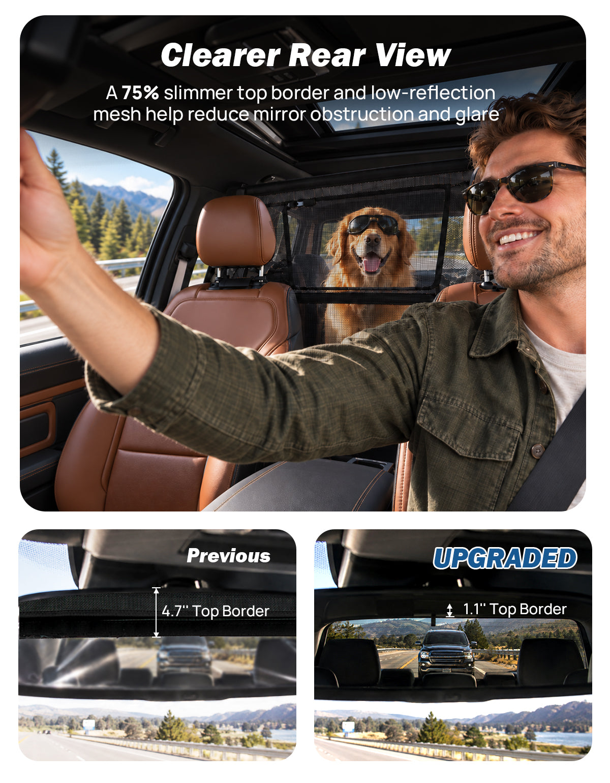 2026 Upgraded Dog Car Barrier with Zippered Mesh Window