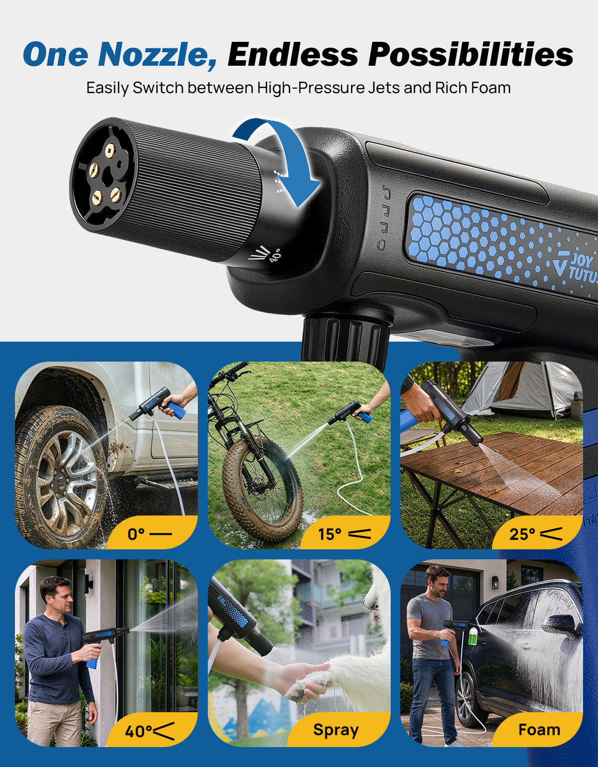 JOYTUTUS P10 Pro Foldable Cordless Pressure Washer for Cars & Bikes