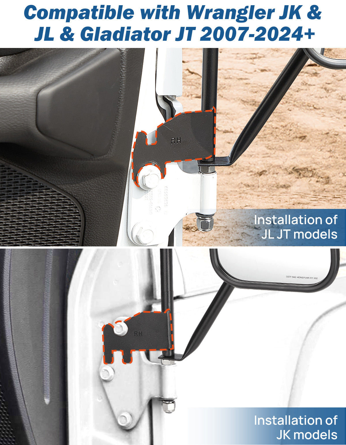 JOYTUTUS Doors Off Mirrors for Wrangler JK/JL & Gladiator JT 2007–2026