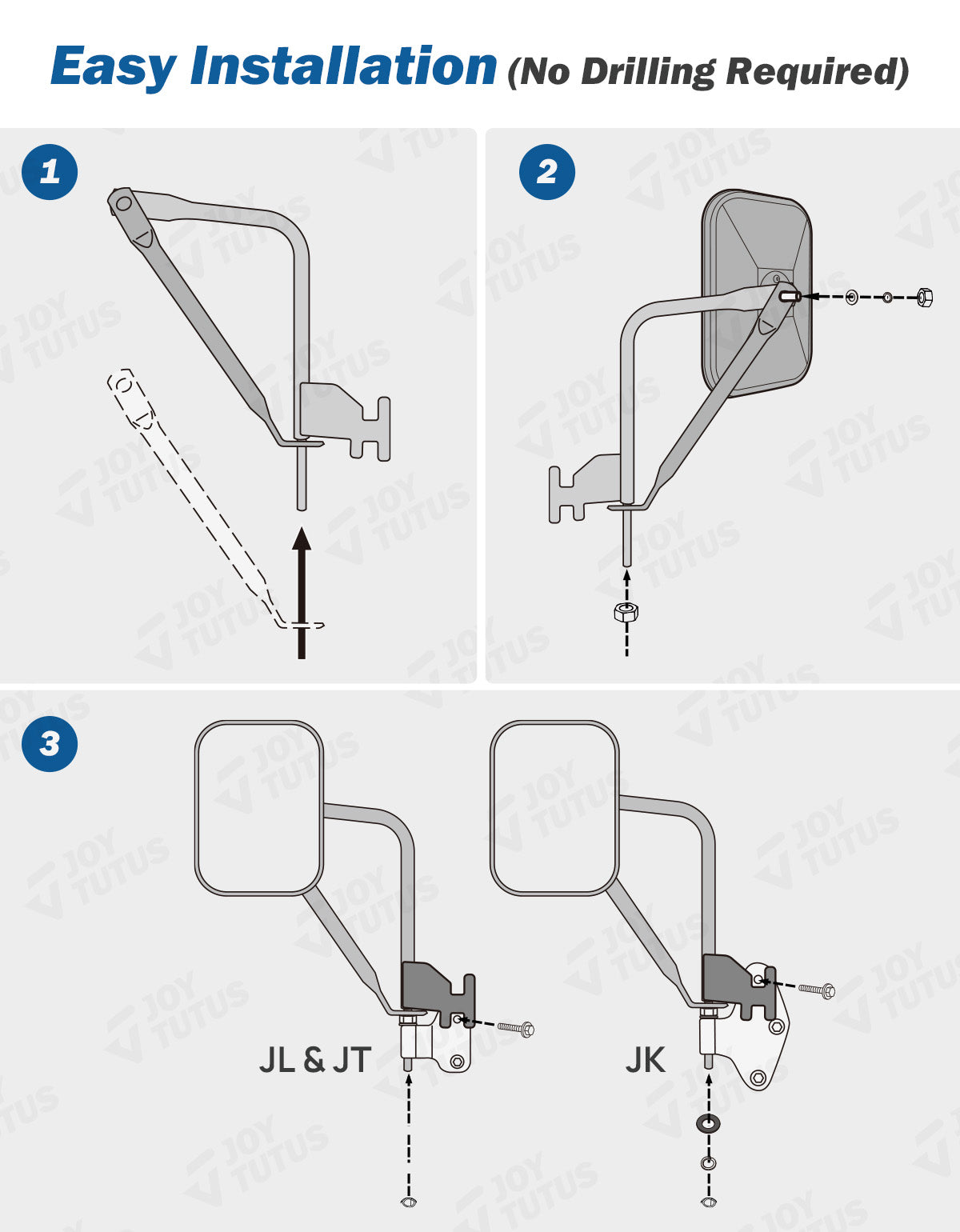JOYTUTUS Doors Off Mirrors for Wrangler JK/JL & Gladiator JT 2007–2026