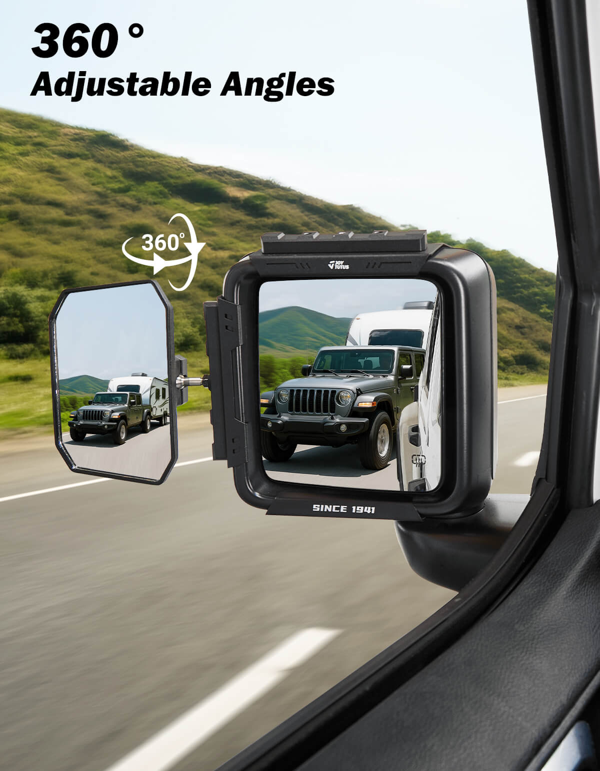 Adjustable Towing Mirror Extensions for Wrangler JL/JLU & Gladiator JT 2018–2026