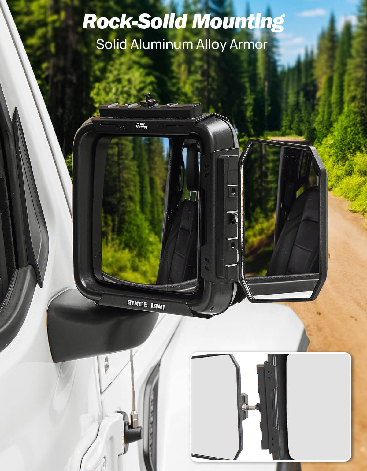 Adjustable Towing Mirror Extensions for Wrangler JL/JLU & Gladiator JT 2018–2026
