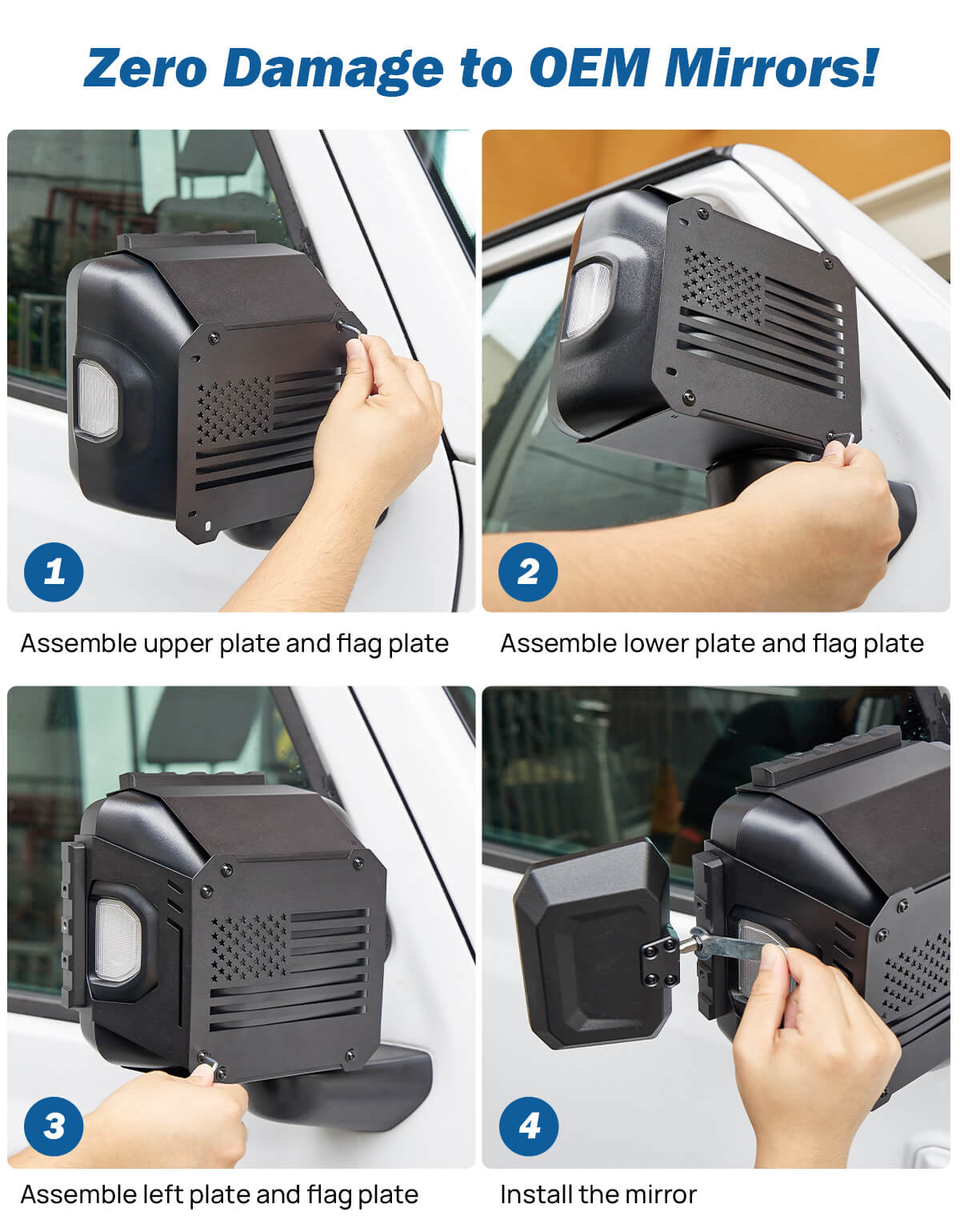 Adjustable Towing Mirror Extensions for Wrangler JL/JLU & Gladiator JT 2018–2026