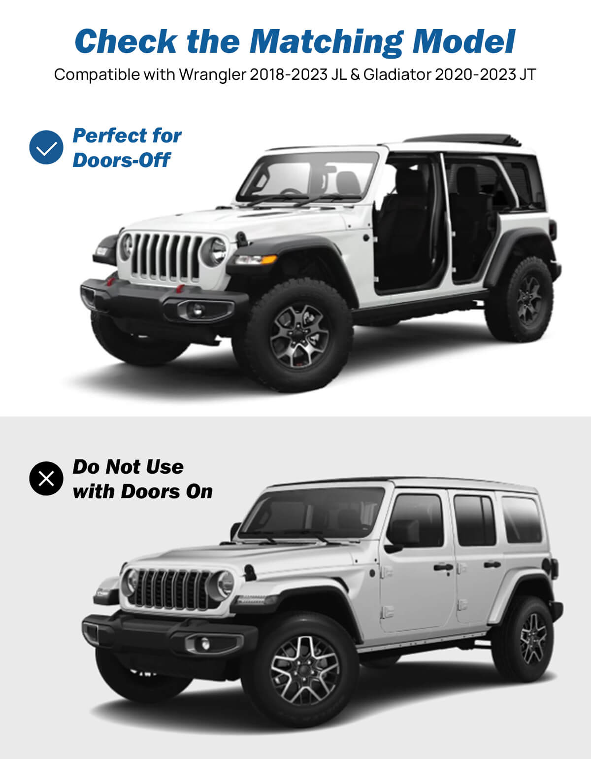 Door Off Mirrors for Wrangler JL & Gladiator JT, 6” Off-Road Mirrors