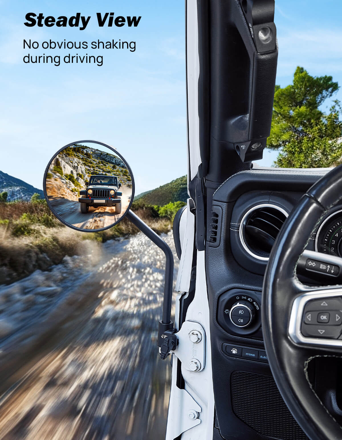 6” Door-Off Mirrors for Jeep Wrangler JL JK& Gladiator JT| Hinge Mount & Wide View