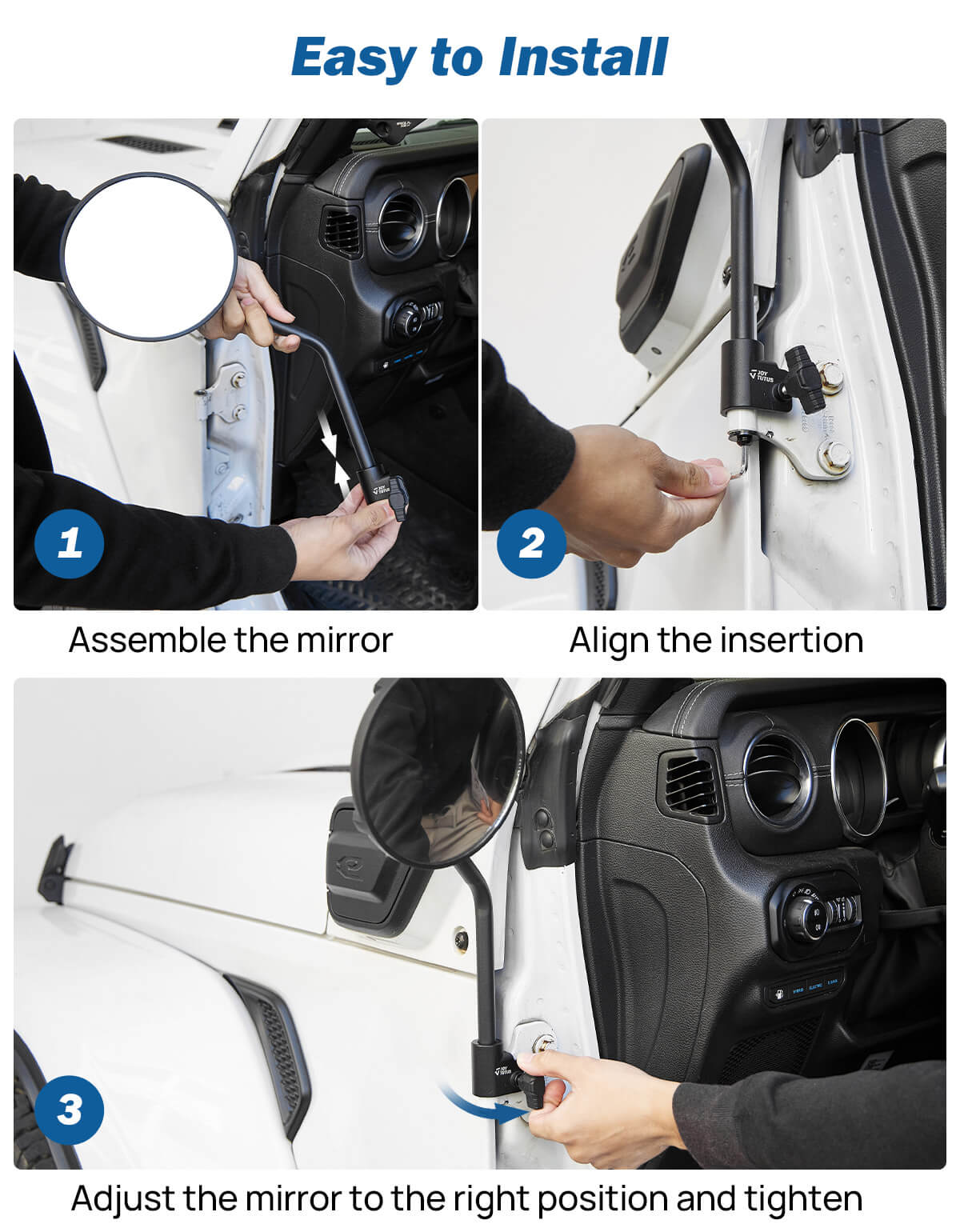 6” Door-Off Mirrors for Jeep Wrangler JL JK& Gladiator JT| Hinge Mount & Wide View