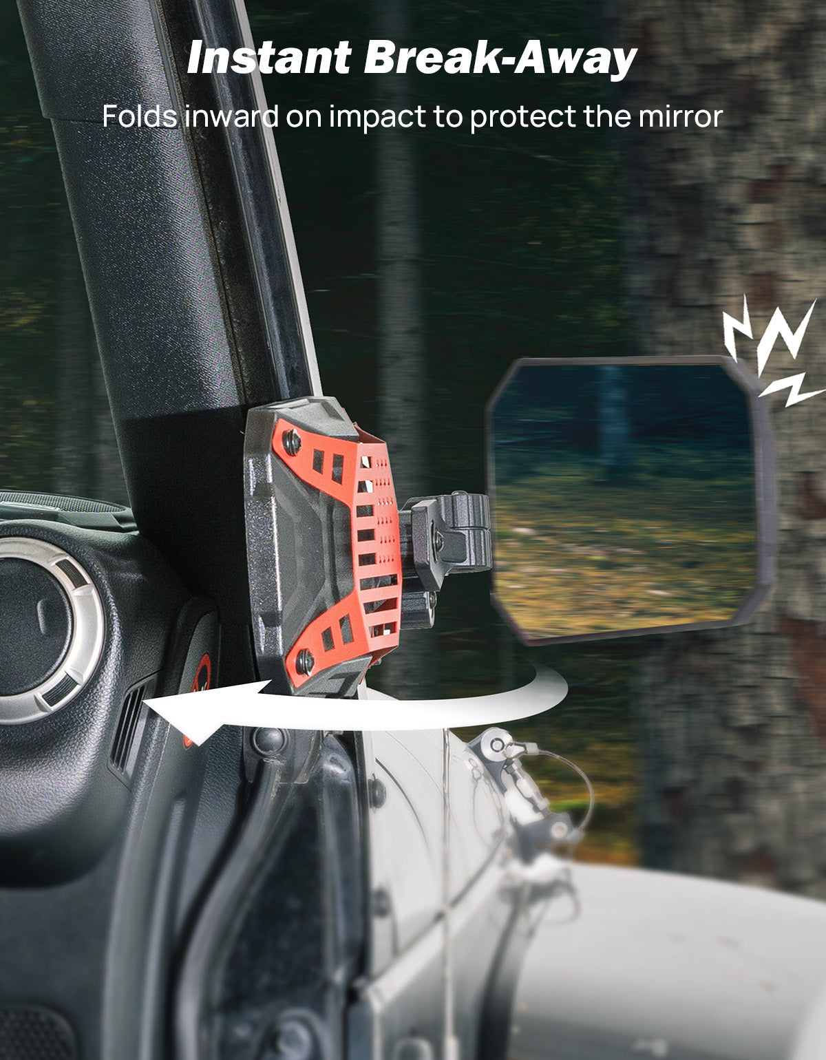Jeep Wrangler TJ & JK Doors Off Mirrors (1997–2018) – No Vibration, Wider View