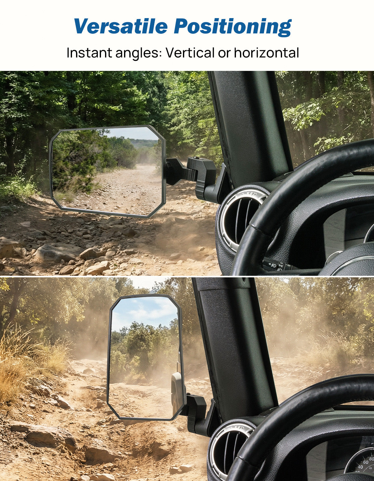 Jeep Wrangler TJ & JK Doors Off Mirrors (1997–2018) – No Vibration, Wider View