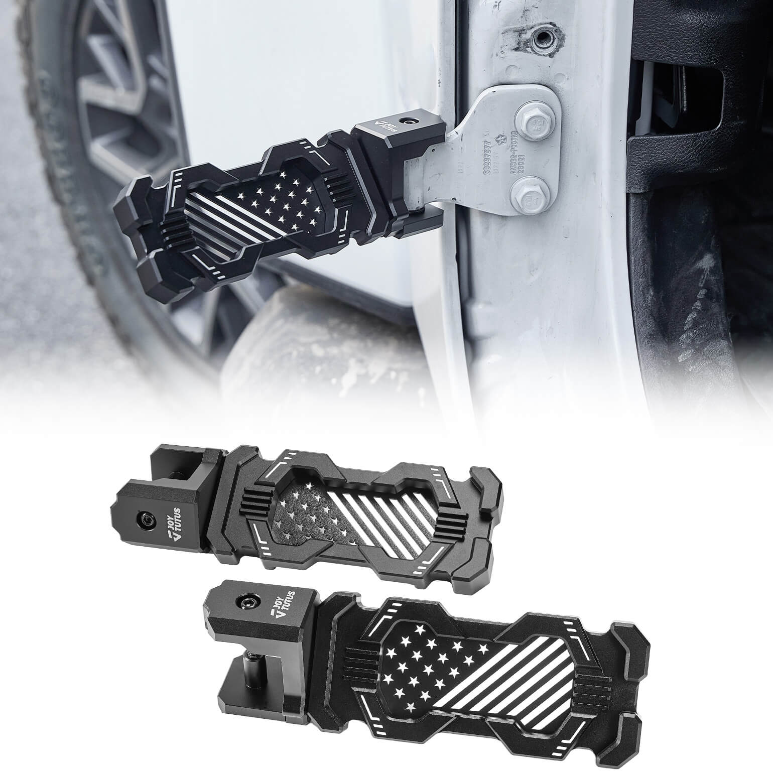 CNC Foot Pegs Flag Pattern Doors Off for Wrangler JK JL Gladiator JT 2007–2026