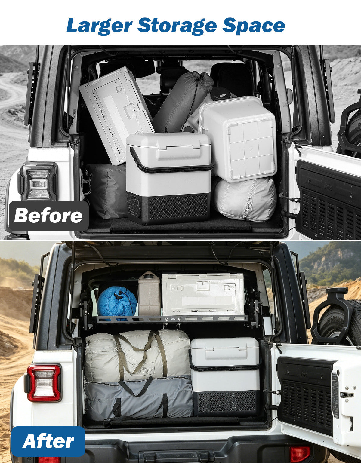 Adjustable Rear Cargo Rack – Heavy-Duty Storage Shelf for Wrangler JL