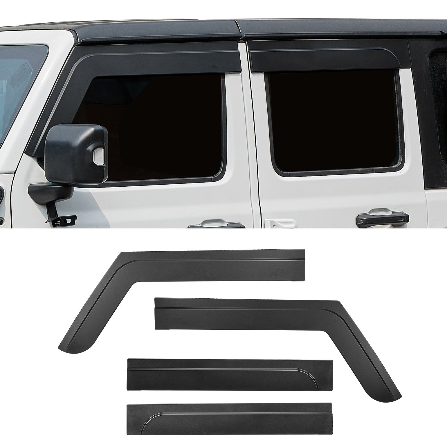 Low-Profile Window Rain Guards for Wrangler JLU & Gladiator JT