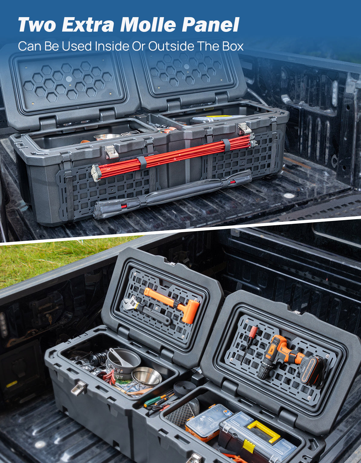 Lockable 160Qt Waterproof Truck Bed Tool Box for Pickup Trucks