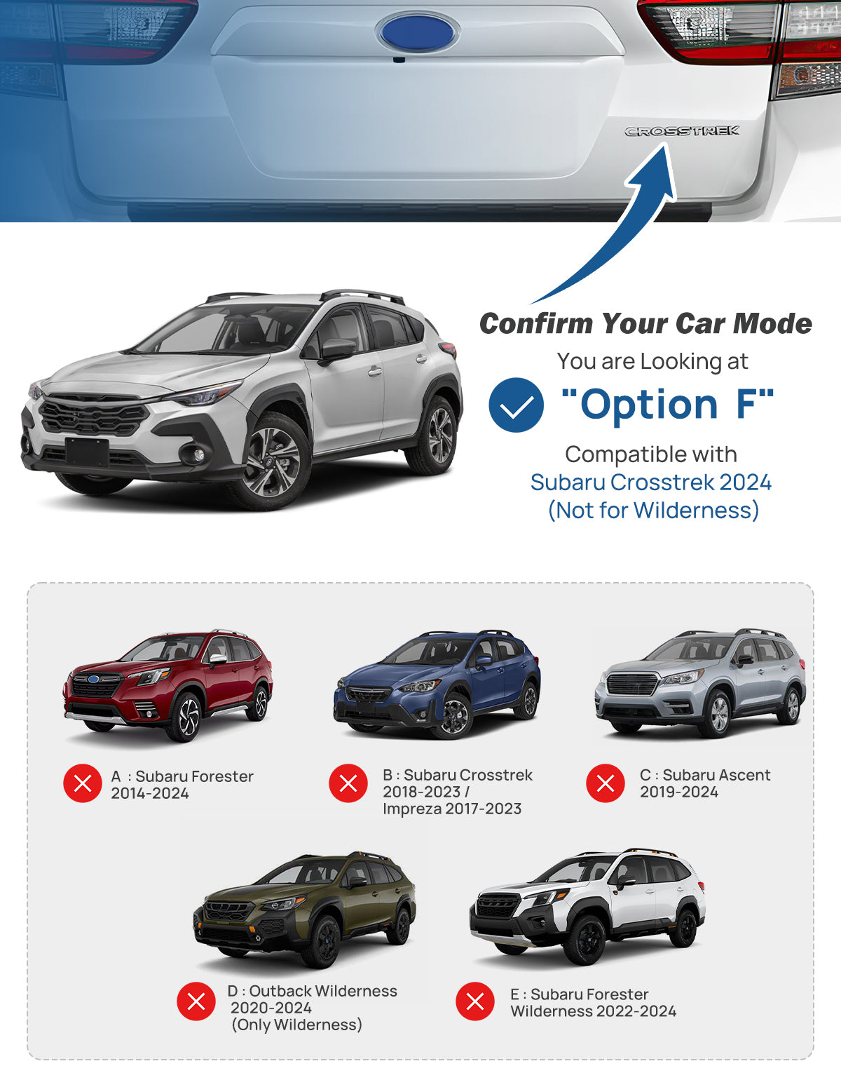 Lockable Roof Rack Cross Bars for Crosstrek 2024 with Raised Rails