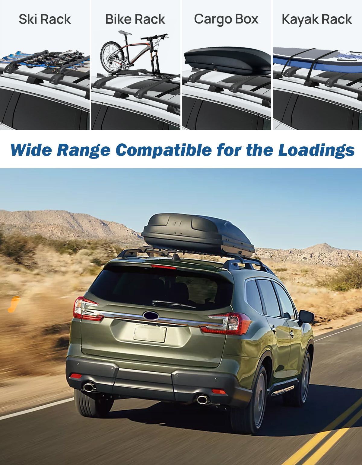 Lockable Roof Rack Cross Bars for Subaru Ascent 2019–2024