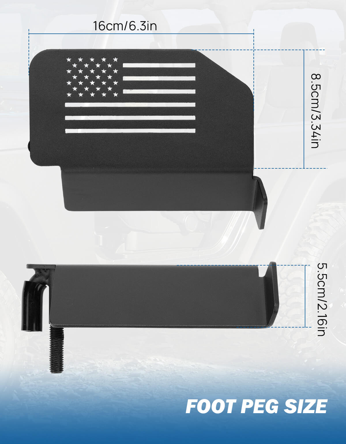 120° Doors Off Foot Pegs for Wrangler JK JL & Gladiator JT (2007–2026)