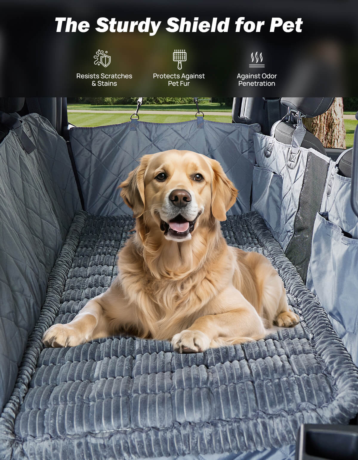 Plush Dog Bed Mat for Back Seat Extenders | Waterproof, Non-Slip & Washable Pet Travel Bed