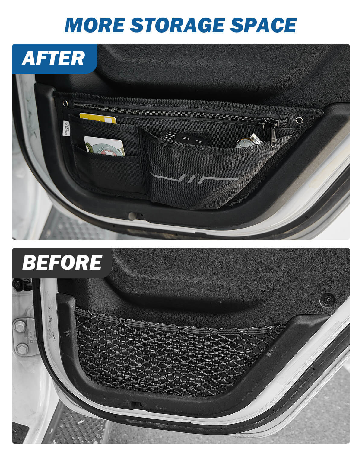 Car Door Storage Pockets Compatible with Wrangler JL & Gladiator JT, 4 Packs