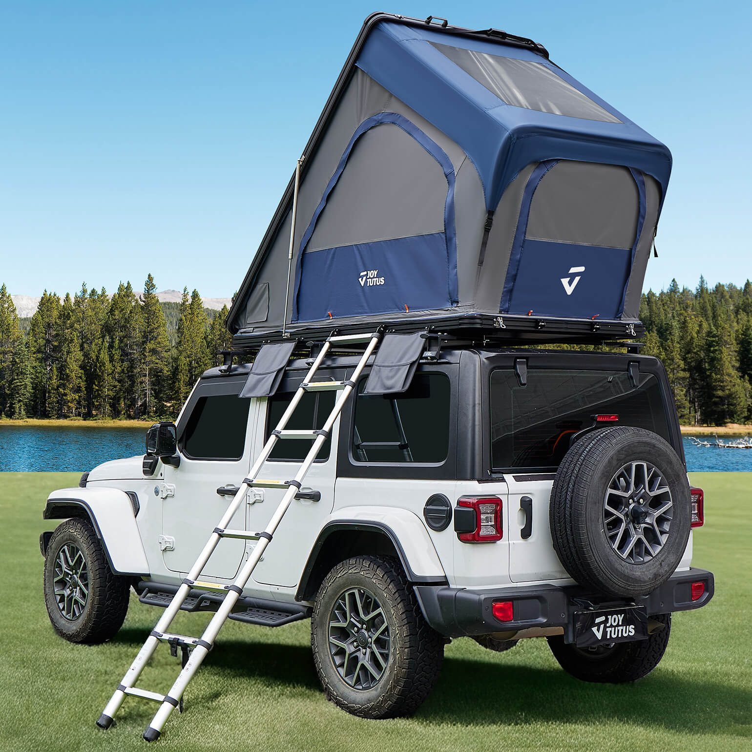 Overland Hard Shell Aluminum Rooftop Tent for 2–3 People with LED & Skyview