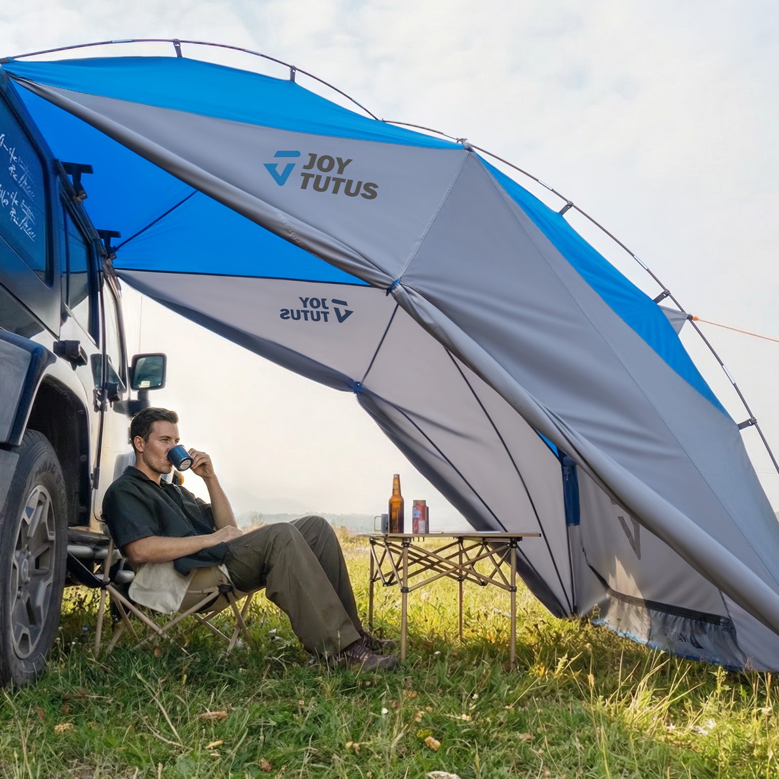 Universal Vehicle Shelter Awning with 3-Side Sunshade