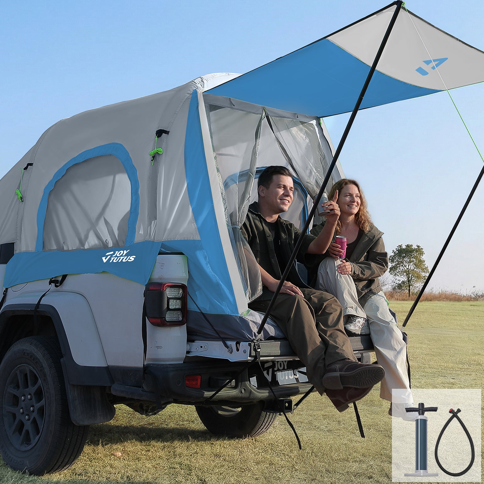 Inflatable Truck Bed Tent with Awning – 2 Person Pickup Camping Tent