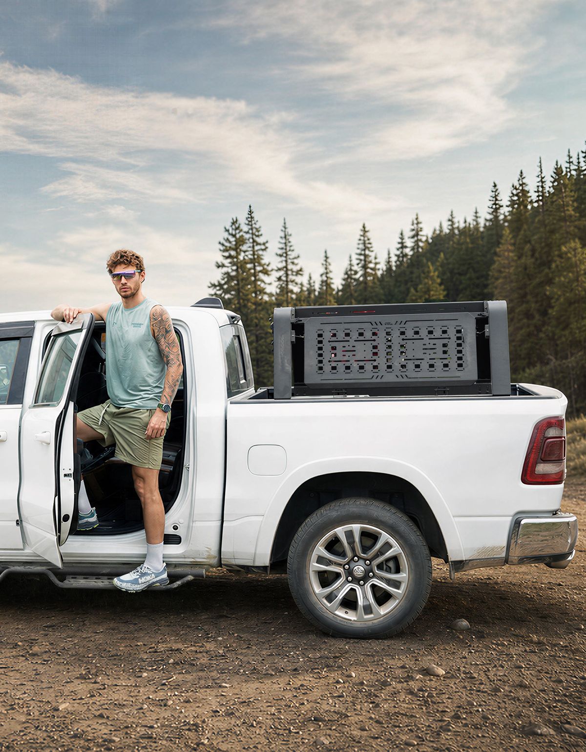 Tactical Fold-Down Truck Bed Rack | MOLLE Overland Rack for Full-Size Trucks