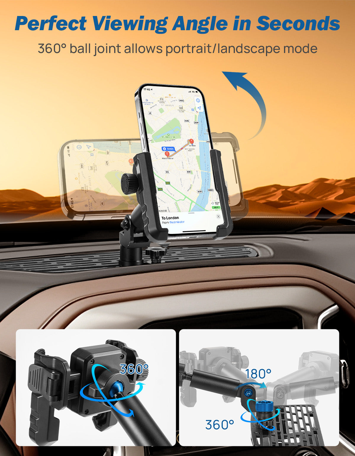 Metal Dash Mount Phone Holder Compatible with 2019-2022 Silverado & Sierra