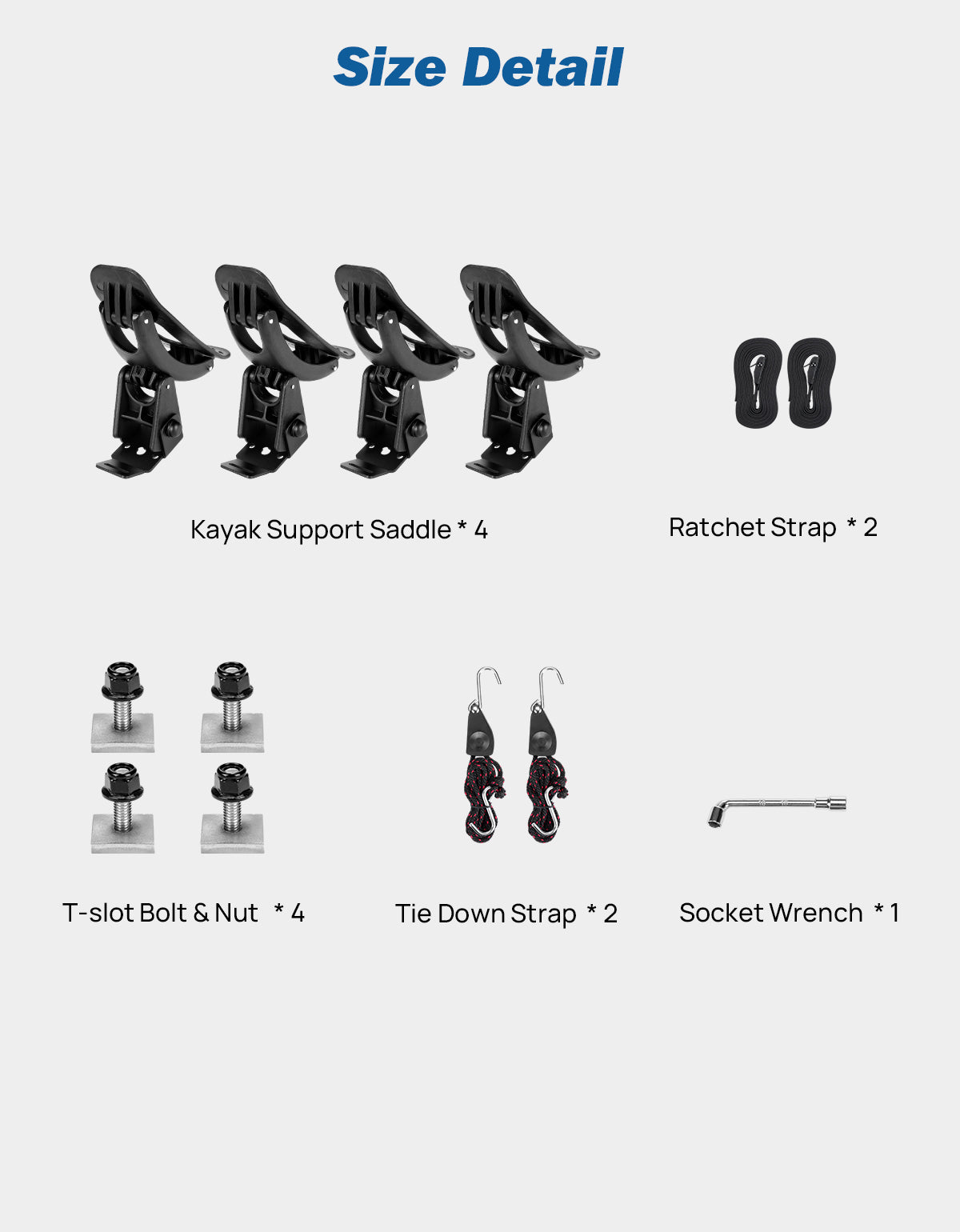 T-Slot Kayak Roof Rack Saddles for Cross Bars – 150LB Carrier Kit