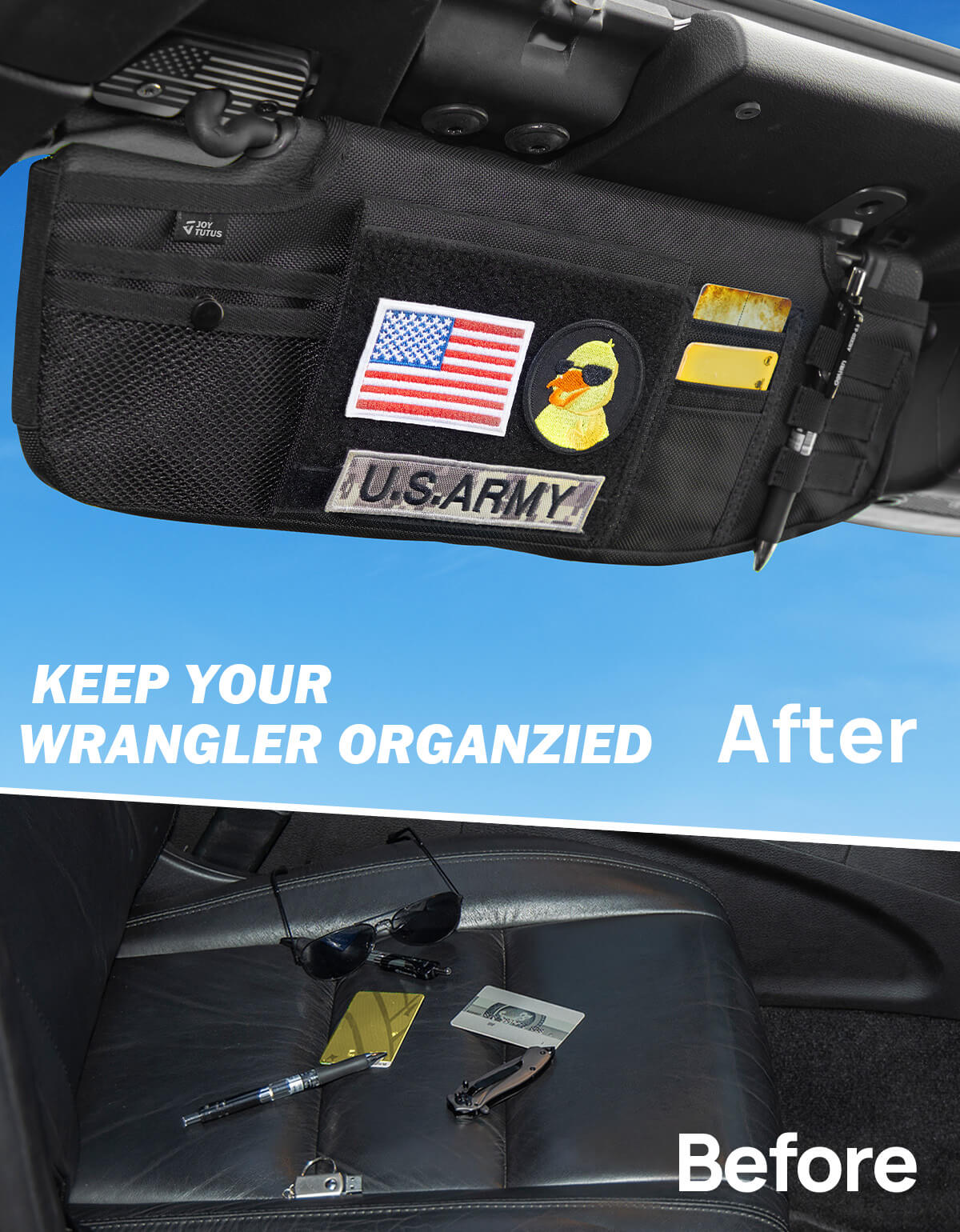 Sun Visor Organizer Compatible with Wrangler JL & JT 2018-2026